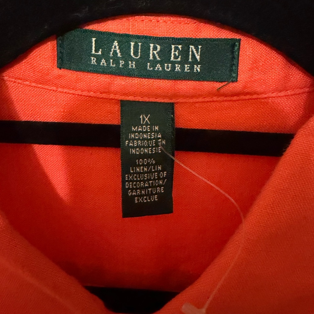 Ralph Lauren women’s electric Orange linen Button Down Shirt - Picture 6 of 6